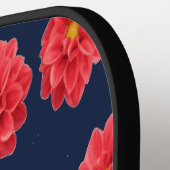 Rosa Dahlische Blume auf blau Pickleball Schläger (Linke Seite)