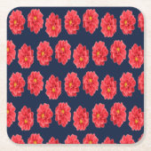 Rosa Dahlische Blume auf blau Rechteckiger Pappuntersetzer (Vorderseite)