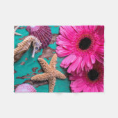 Rosa Daises und Seepferd mit Starfish Fleecedecke (Vorderseite (Horizontal))