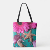 Rosa Daises und Seepferd mit Starfish Tasche (Rückseite)