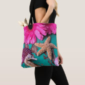 Rosa Daises und Seepferd mit Starfish Tasche (Von Nahem)