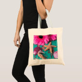 Rosa Daises und Seepferd mit Starfish Tragetasche (Vorderseite (Produkt))