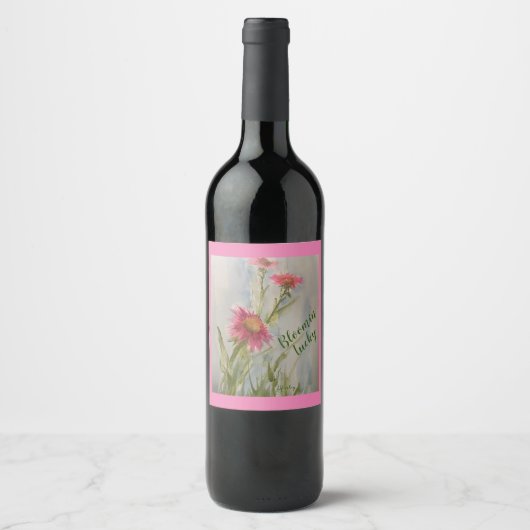 Rosa Daises Weinetikett (Vorderseite)