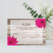 Rosa Daisy Barn Wood Wedding RSVP Response Card Karte (Stehend Vorderseite)