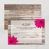 Rosa Daisy Barn Wood Wedding RSVP Response Card Karte (Vorne/Hinten)