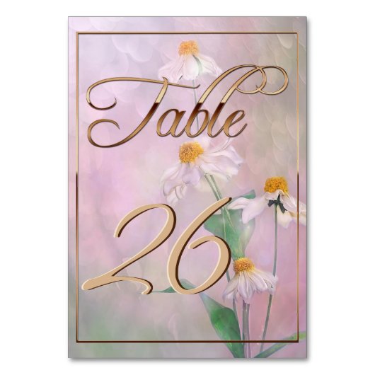 Rosa Daisy-Blume/Goldreinigung Tischnummer (Vorderseite)