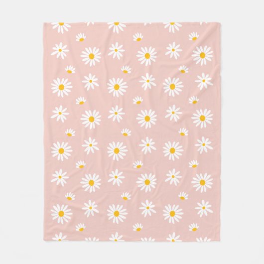 Rosa Daisy Blume Groovy Boho Pattern Fleecedecke (Vorderseite)