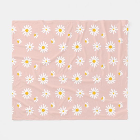 Rosa Daisy Blume Groovy Boho Pattern Fleecedecke (Vorderseite (Horizontal))