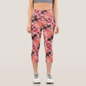 Rosa Daisy Blume und Hummelmuster Capri Leggings (Vorderseite)