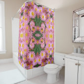 Rosa Daisy Blume und Hummelmuster Duschvorhang (Beispiel)