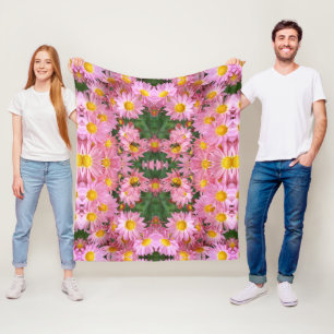 Rosa Daisy Blume und Hummelmuster Fleecedecke
