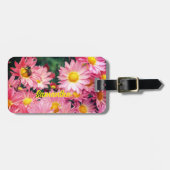 Rosa Daisy Blume und Hummeln Personalisiert Gepäckanhänger (Vorderseite horizontal)