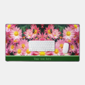 Rosa Daisy Blume und Hummeln Personalisiert Schreibtischunterlage (Tastatur & Maus)
