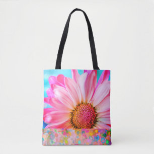 Rosa Daisy-Blume und Polka-Punkt-Tasche Tasche