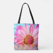 Rosa Daisy-Blume und Polka-Punkt-Tasche Tasche (Rückseite)