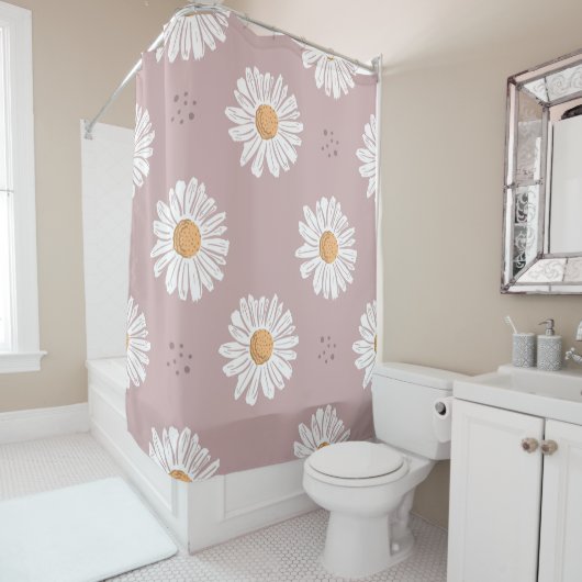 Rosa Daisy: Blumenmuster wiederholt sich. Duschvorhang (Beispiel)