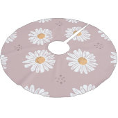 Rosa Daisy: Blumenmuster wiederholt sich. Polyester Weihnachtsbaumdecke (Schrägansicht)
