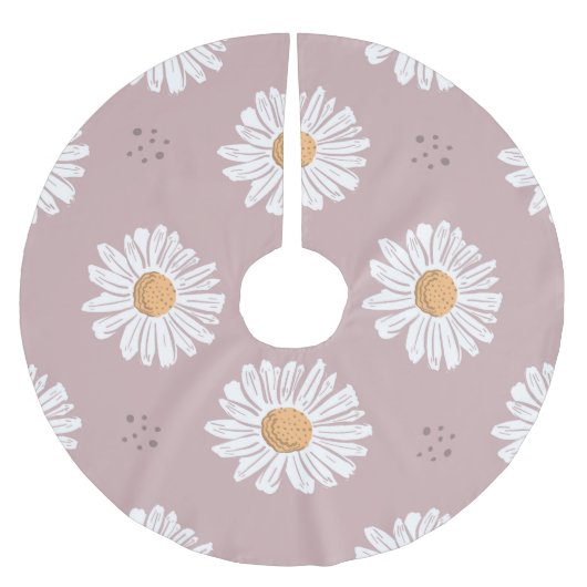Rosa Daisy: Blumenmuster wiederholt sich. Polyester Weihnachtsbaumdecke (Vorderseite)