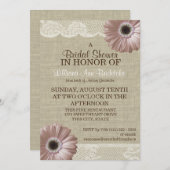 Rosa Daisy-Brautparty und Spitzen Einladung (Vorne/Hinten)
