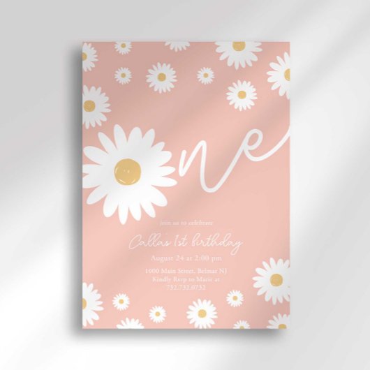 Rosa Daisy Einladung zum 1. Geburtstag