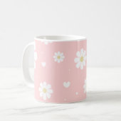 Rosa Daisy Frühlingsblumen Niedlich Kaffeetasse (Vorderseite Links)