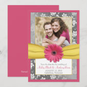 Rosa Daisy Graues Gelbes Damasken Foto Save the Da Date (Vorne/Hinten)