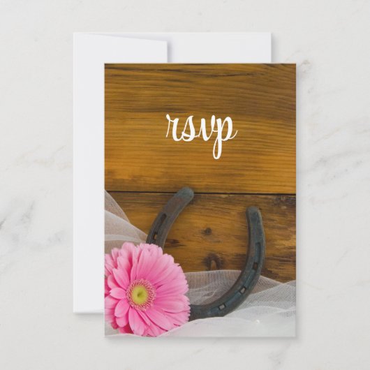 Rosa Daisy Horseshoe Country Wedding RSVP Card Karte (Vorderseite)