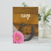 Rosa Daisy Horseshoe Country Wedding RSVP Card Karte (Stehend Vorderseite)