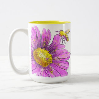 Rosa Daisy Mum mit Hummel Zweifarbige Tasse