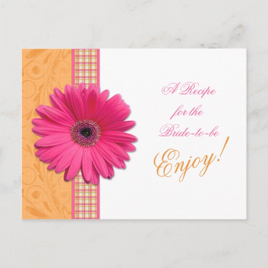 Rosa Daisy Orange Bride Rezpe Brautparty Postkarte (Vorderseite)