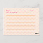 Rosa Daisy Orange Rezept Karte für die Braut (Rückseite)