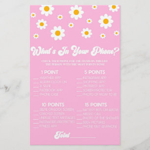 Rosa Daisy Retro in Ihrem Telefon Baby Duschgame Briefpapier