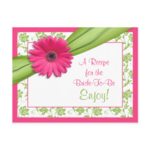 Rosa Daisy-Rezept-Karte für die Braut