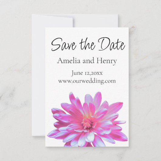 Rosa Daisy Rosa Blume mit Blumenfarbe Save the Dat Date (Vorderseite)