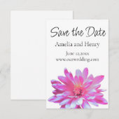 Rosa Daisy Rosa Blume mit Blumenfarbe Save the Dat Date (Vorne/Hinten)