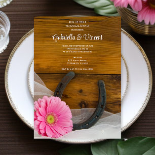 Rosa Daisy und Hufeisen Western Probe Abendessen Einladung