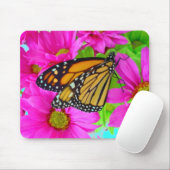 Rosa Daisy und Monarch-Schmetterling-Mousepad Mousepad (Mit Mouse)