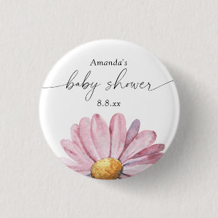 Rosa Daisy Wildblume - Babydusche Button