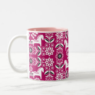 Rosa Dala Schwedisches Pferd Druck Zweifarbige Tasse