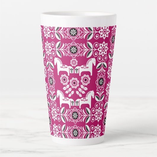 Rosa Dala Schwedisches Pferdemuster Milchtasse (Vorderseite)