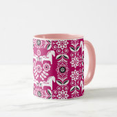 Rosa Dala Schwedisches Pferdemuster Tasse (VorderseiteRechts)