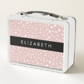 Rosa Dalmatiner Spots, Dalmatiner Punkte, Ihr Name Metall Brotdose (Rückseite)