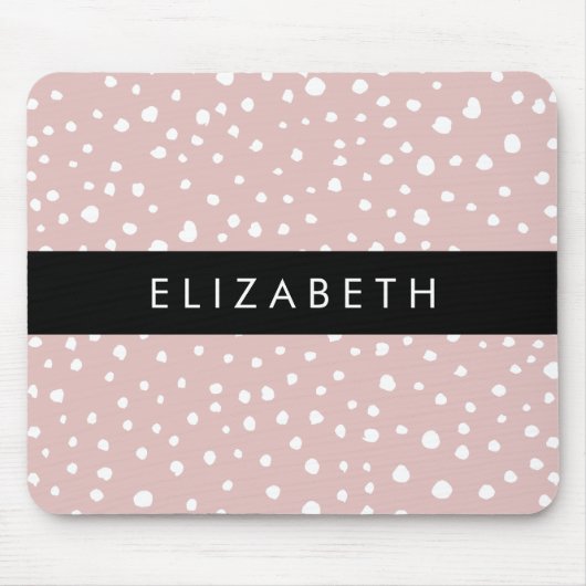 Rosa Dalmatiner Spots, Dalmatiner Punkte, Ihr Name Mousepad (Vorne)