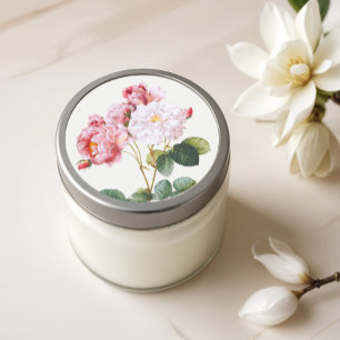 Rosa Damascena, Vintage Blüte Runder Aufkleber