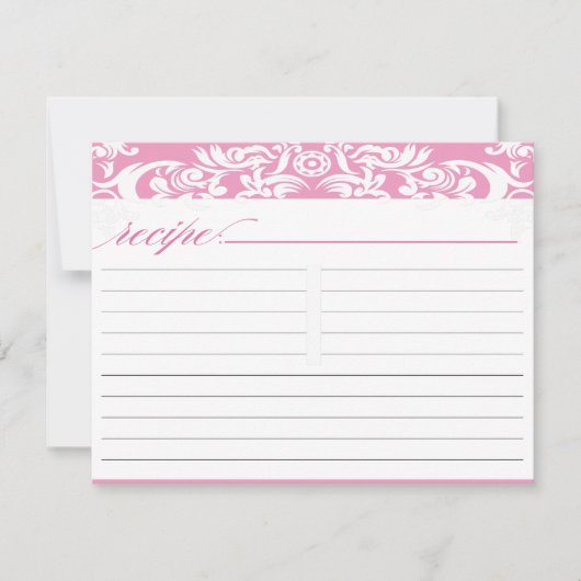 Rosa Damask Brautparty Rezeptkarte (Vorderseite)