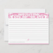 Rosa Damask Brautparty Rezeptkarte (Rückseite)