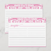 Rosa Damask Brautparty Rezeptkarte (Vorne/Hinten)