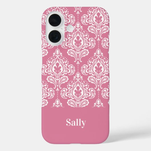 Rosa Damask Case-Mate iPhone Hülle (Rückseite)