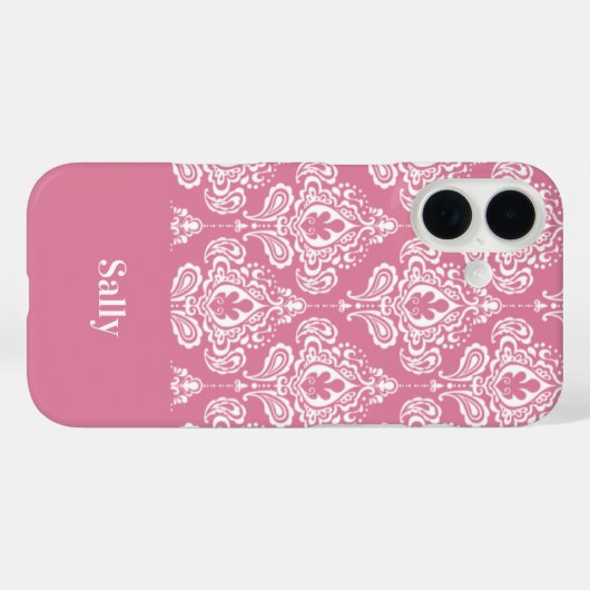 Rosa Damask Case-Mate iPhone Hülle (Rückseite (Horizontal))