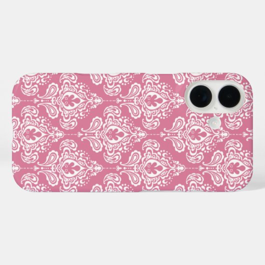 Rosa Damask Case-Mate iPhone Hülle (Rückseite (Horizontal))